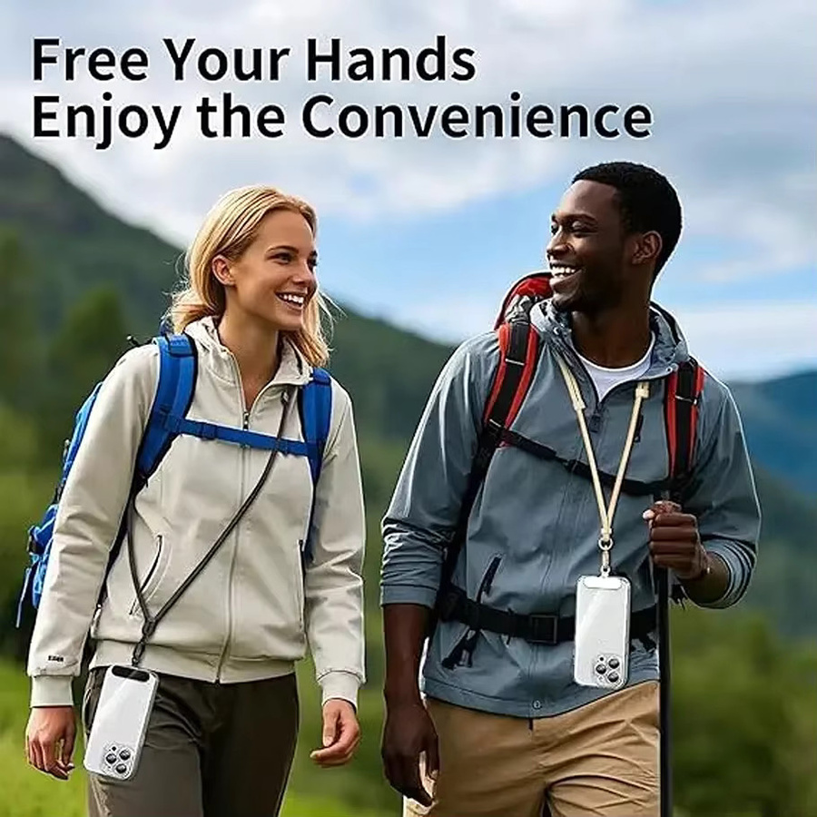 WSSHE Universelles Telefon-Lanyard mit Clip und 360 Grad drehbarem Anti-Drop Hals- und Umhängegurt, verstellbar, in Schwarz oder Lila - Bild 5