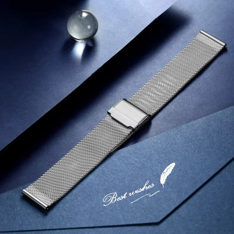Addiesdive Uhrenarmband Mesh Mailänder, Edelstahl, Silber, Herren, 20mm - Bild 2