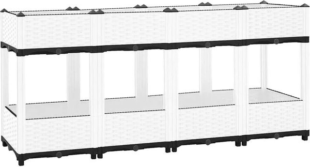 Furnicato Hochbeet in Rattan-Optik aus Polypropylen, Weiß/Grau, B/T/H: 160 x 40 x 71 cm - Bild 1
