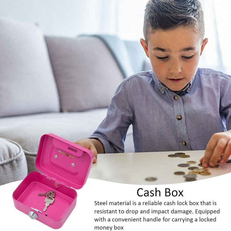 Abschließbare Geldkassette aus Metall mit Münzeinwurf von Love Home Garden in Rosa - Bild 4