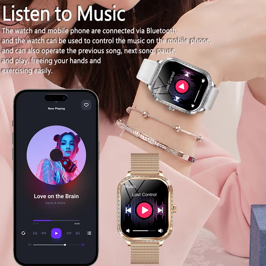 ChiBear Smartwatch, Diamantbesetzt, Roségold, Silikon, Damen - Bild 3