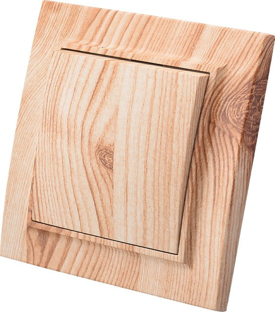 Wesa Lichtschalter 1-Gang Wandwippe aus Holz und Kunststoff in Braun mit klassischem Design - Bild 1