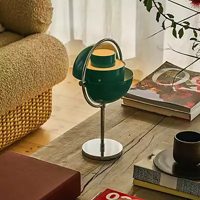 Gubi Multi-Lite Akkuleuchte Tischleuchte Chrom und Grün - Bild 1