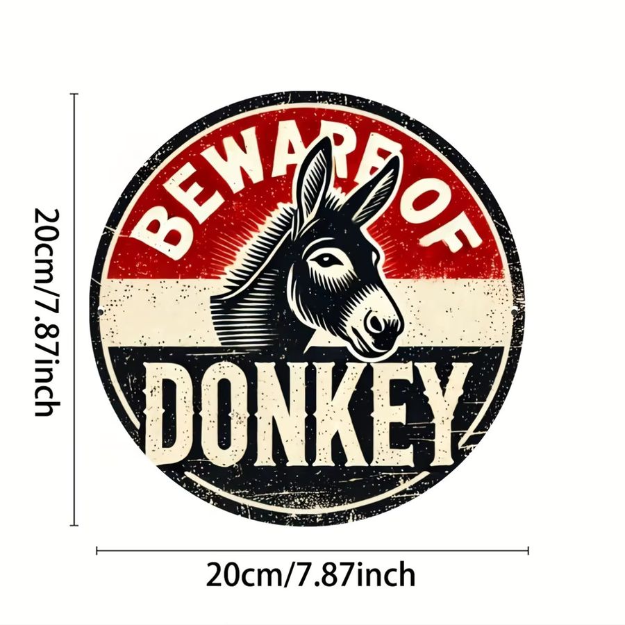Dekorativer runder Wandkranz Beware of Donkeys von Potdemiel aus Aluminium im Vintage-Stil, Durchmesser: 20 cm - Bild 2