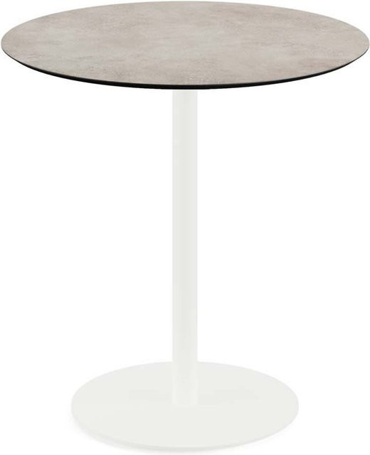 Feros Terrassentisch Urban rund mit HPL-Platte in Sand und weißem Metallgestell, Höhe: 73,2 cm, Durchmesser: 70 cm - Bild 1