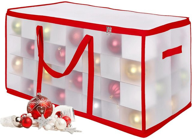 Relaxdays Weihnachtskugel Aufbewahrungsbox aus Kunststoff in Rot, verstellbar, B/T/H: 37 x 73 x 36 cm - Bild 1