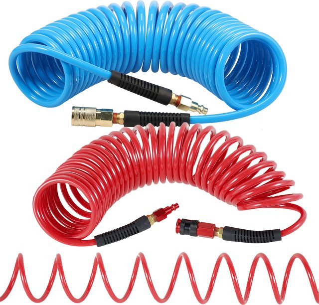 Toorise Luftkompressorschlauch aus PU in Blau mit Kupplung und I/M-Stecker, 25 Fuß lang, flexibel und knickfest, bis 300 PSI - Bild 1