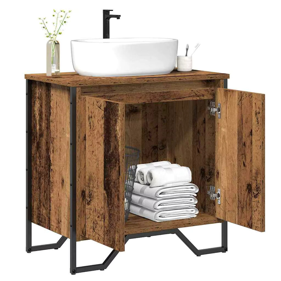 VIDAXL Antiker Waschbeckenschrank aus Holz für das Badezimmer, B/T/H: 60 x 35 x 60 cm - Bild 3