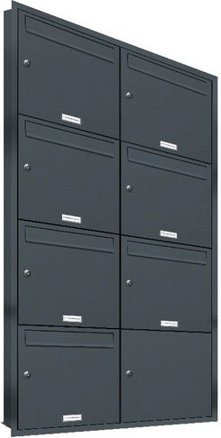 AL Briefkasten-System für 7 Parteien zur Unterputzmontage, grau, B/H/T: 153,279 x 140,8 x 11,6 cm - Bild 1
