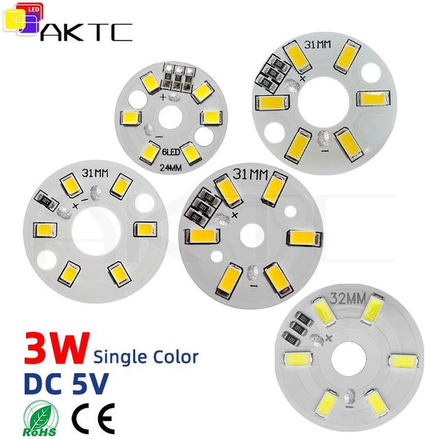 Ankatec 10er Set Runde LED-Lichtplatinen DC 5 V 3 W mit 6 SMD LEDs, Weiß, Dimmbar - Bild 1
