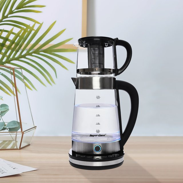 Bymaocar Elektrischer Glaskessel in Transparent, Tragbarer Wasserkocher mit 1500 W bis 1800 W für Heim und Büro - Bild 1