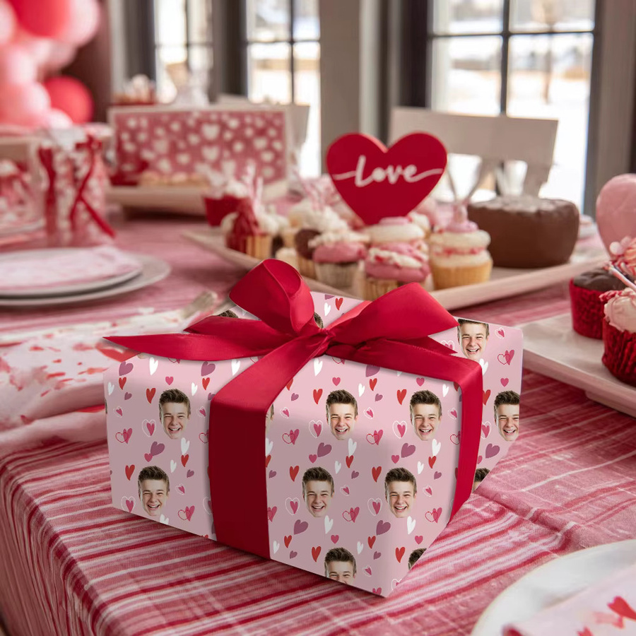 Joy-enlife Geschenkpapier mit rosa Liebesherz Muster für Valentinstag und Hochzeiten - Bild 2