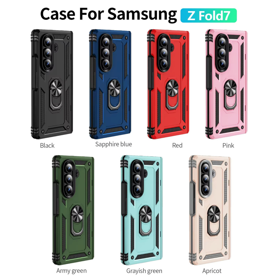 Amor Sockproof Cover für Samsung Galaxy Z Fold 7, Z Fold 6 und Z Fold 5 – Hartringhalter-Handyhülle mit Scharnierschutz in Rot - Bild 4