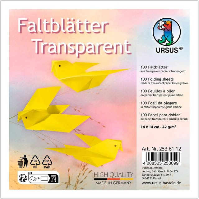 URSUS Transparentpapier-Faltblätter in Gelb - Bild 1