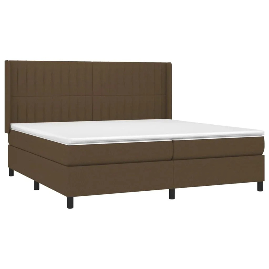 vidaXL Boxspringbett mit Matratze und LED-Unterbettbeleuchtung in Dunkelbraun, Hybrid-Bett mit USB-Ladeport und Taschenfederkern, B/T/H: 203 x 203 x 118 cm - Bild 2