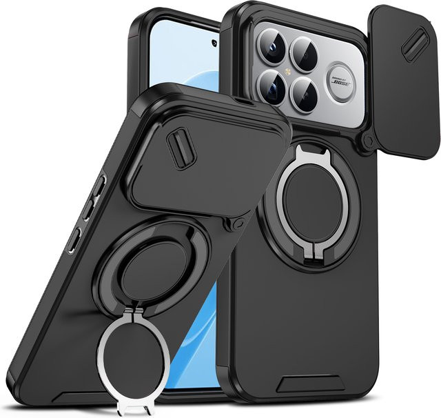 Xiaomi Poco F8 Ultra Hülle mit Magnetring und Kameraschutz für Magsafe kabelloses Laden in Schwarz und Gelb - Bild 1