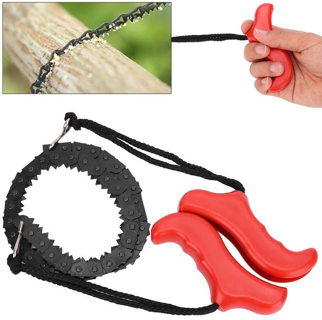 Meterk Outdoor Survival Taschenkettsäge Handkettensäge für Camping, Wandern und Jagd in Rot - Bild 1
