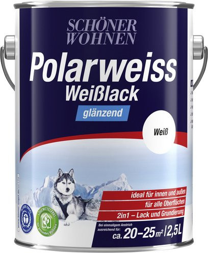 Schöner Wohnen Weißlack Polarweiss für Holz, glänzend, Weiß, 2,5 l - Bild 1