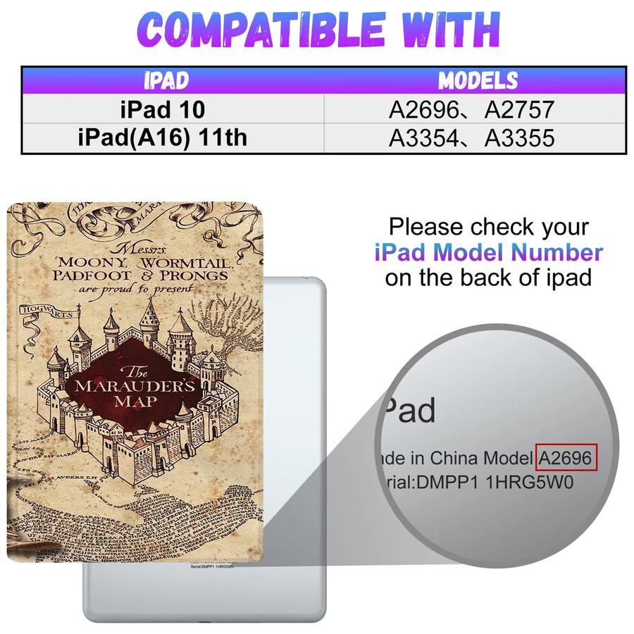 Retro-Karte TPU-Hülle für Apple iPad 10. Generation 10,9 Zoll und 11 Zoll 2022/2025, Multicolor, mit Auto Wake Sleep Funktion und verstellbarem Stand - Bild 2