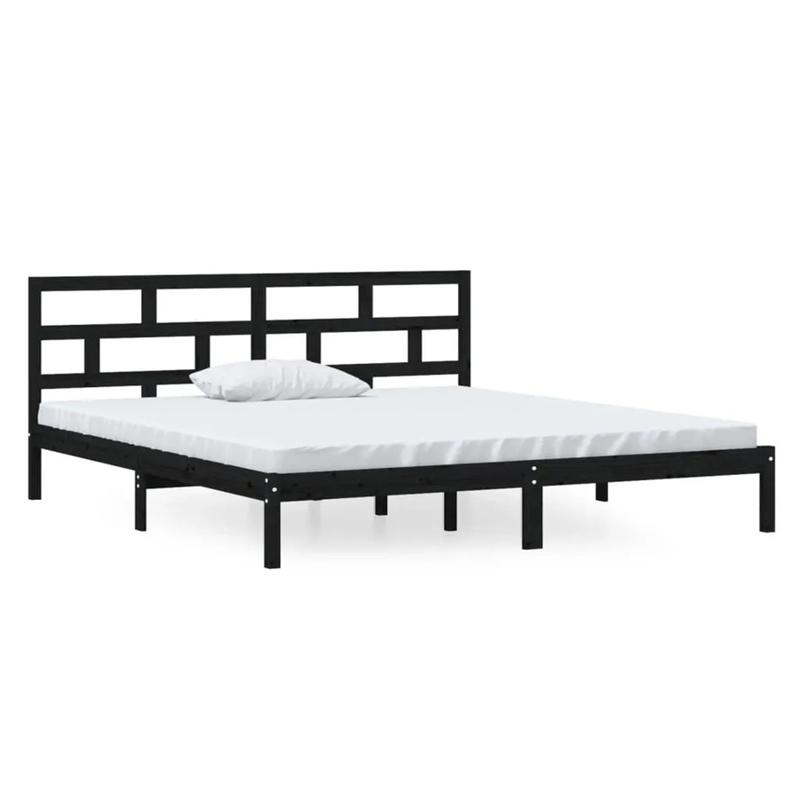 vidaXL Massivholzbett aus Kiefer in Schwarz, B/T/H: 140 x 190 cm - Bild 2