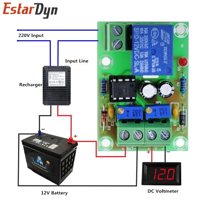 Estardyn XH-M601 Intelligentes Ladegerät Power Control Panel für 12V Batterien in Grün - Bild 3