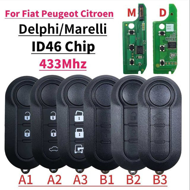 JXKEY ID46 Chip 433 MHz Auto-Fernbedienungsschlüssel für Fiat, Citroen und Peugeot in Schwarz - Bild 1
