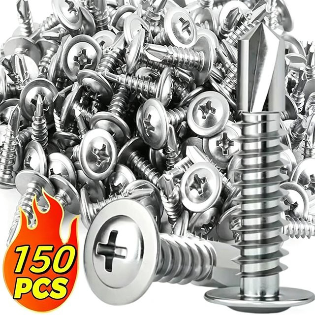 AGASHE Selbstschneidende TEK-Schraubensätze aus Edelstahl 410 SS, Truss Head Phillips Grade 8.8, Silber, 150 Stück - Bild 1