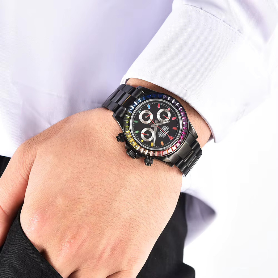 OUMASHI Chronograph, Edelstahl, Saphirglas, Schwarz, Herren - Bild 3