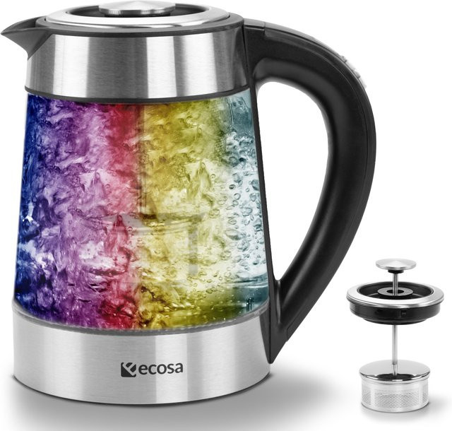 Ecosa Glas Wasserkocher mit Temperatureinstellung, Teefilter und LED-Anzeige, 1,7 l, multicolour - Bild 1
