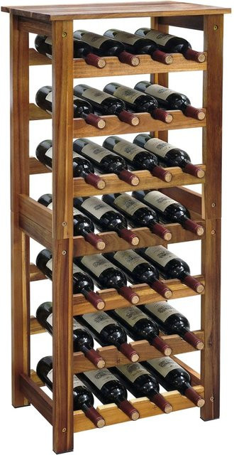 Relaxdays Weinregal aus Akazienholz in Natur für 28 Flaschen, B/T/H: 91,5 x 43 x 22 cm - Bild 1