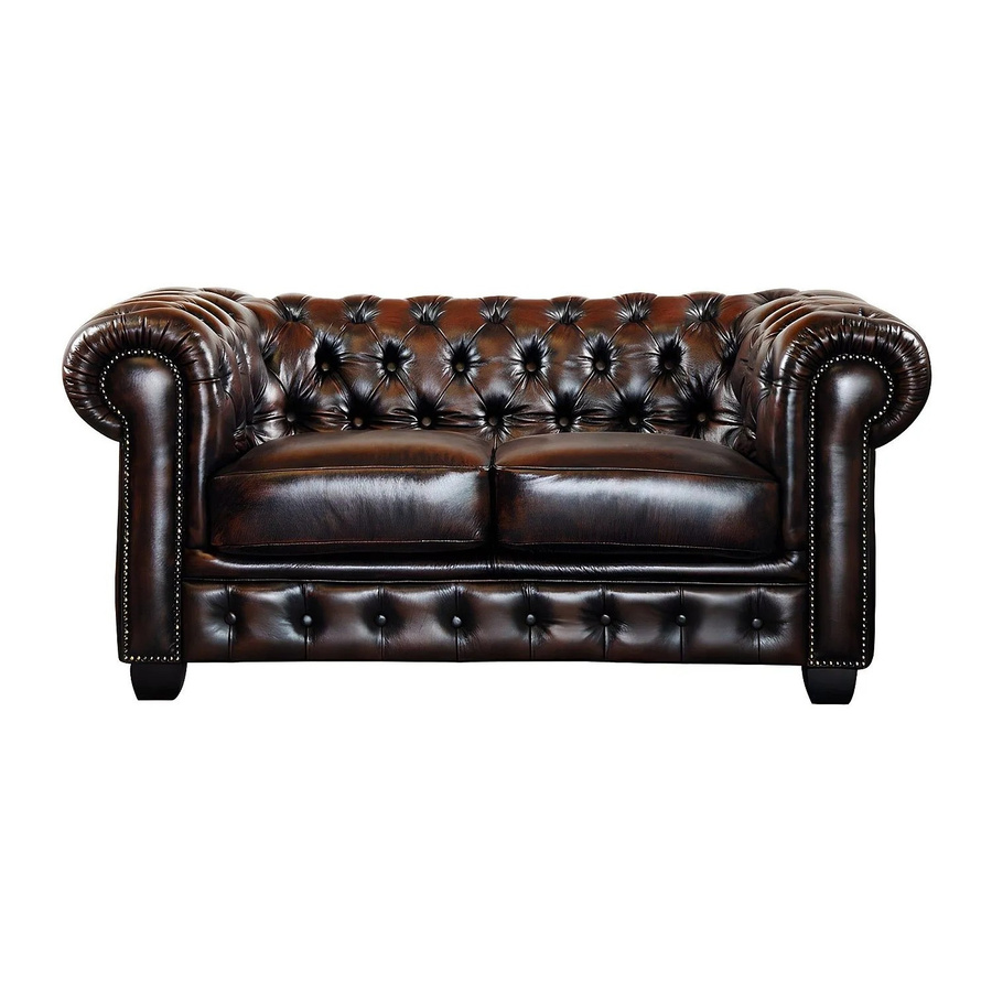 Vente-unique Chesterfield Sofa Brenton aus Leder in Schokobraun mit Punksteppung, Breite: 160 cm - Bild 2