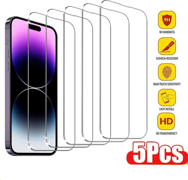 5er Set Glas Displayschutz und Schutzhülle für iPhone 11 bis iPhone 17 Pro Max, transparent, Zubehör-Set von OLPAY - Bild 1