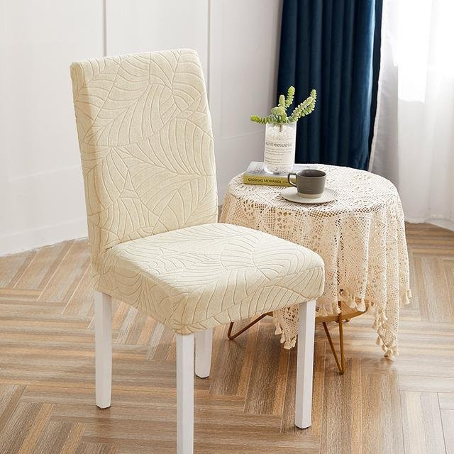 Jacquard-Stretch-Stuhlbezug von airldianer in Beige, wasserabweisend und schmutzabweisend für Esszimmerstühle - Bild 1