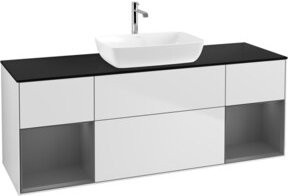 V&B Waschtischunterschrank Finion mit Wandbeleuchtung, Weiß lackiert, Breite: 160 cm, Tiefe: 50,1 cm, Höhe: 50,1 cm - Bild 1