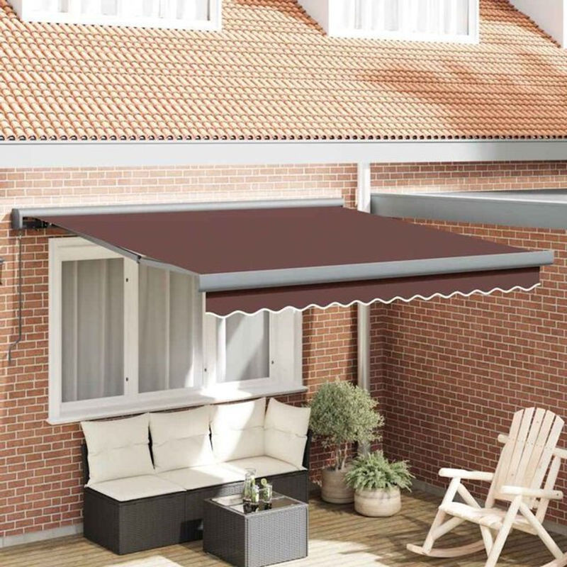 Vidaxl Markise manuell aus Aluminium und Polyester, Farbe Braun, B: 300 cm, T: 250 cm - Bild 1