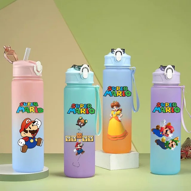 Super Mario Bros Trinkflasche von JAKKS mit Farbverlauf und Strohhalm, 750 ml, Multicolor - Bild 1