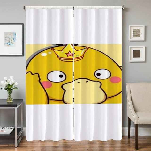 2er-Set Verdunklungsvorhänge P-psyduck in Gelb für Küche, Wohnzimmer und Schlafzimmer, B: 50 cm, H: 70 cm - Bild 1