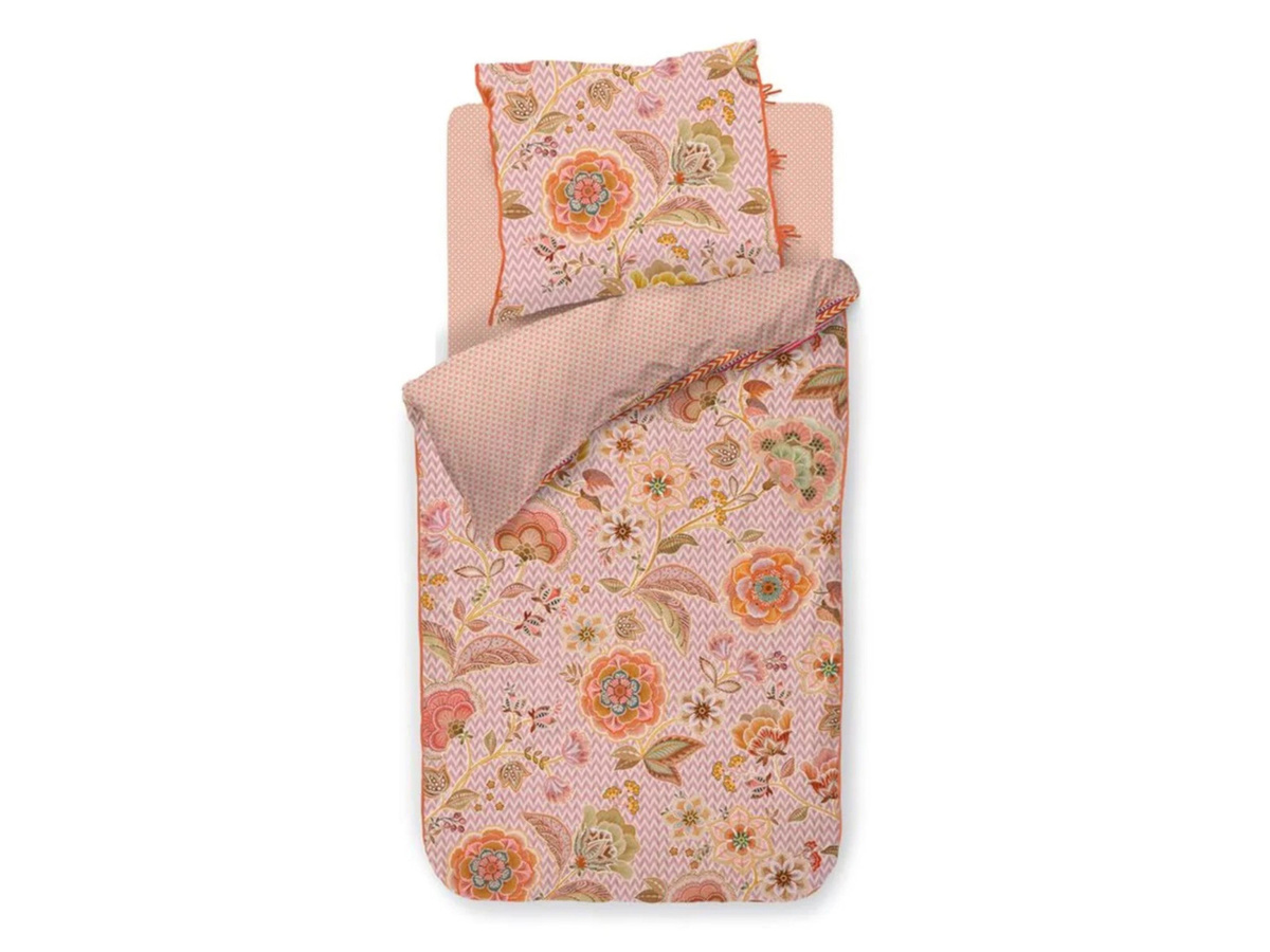 PIP Studio Perkal Bettwäsche Hakuna Wende Design Asia Blüten in Lila und Rosa, B/H: 135 x 200 cm mit Kissenbezug 80 x 80 cm - Bild 1
