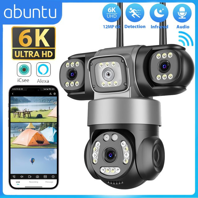 Abuntu iCsee Wifi Überwachungskamera Outdoor mit 12MP 6K Auflösung, Drei-Objektiv-System und Nachtsicht, inklusive Menschenerkennung und Tracking - Bild 1