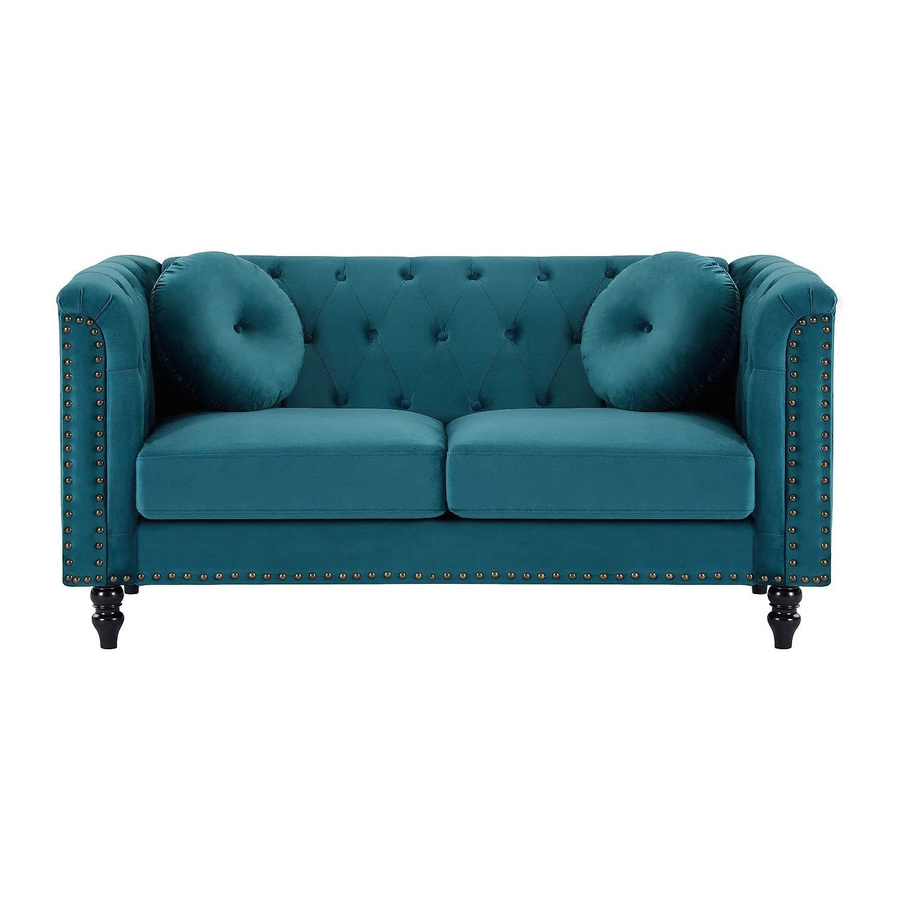 Vente-unique Sofa Turner in Blaugrün aus Samt mit Armlehnen, Breite: 163 cm - Bild 2