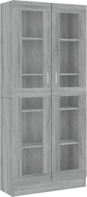 vidaXL Vitrinenschrank Grau Sonoma mit Glastüren und Regalböden, B/T/H: 82,5 x 30,5 x 185,5 cm - Bild 1