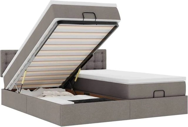 vidaXL Ottoman-Bett mit Matratze und LED-Beleuchtung in Taupe, B/T: 180 x 200 cm - Bild 1