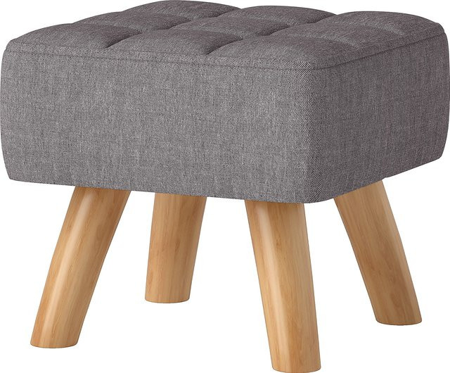 HOMCOM Fußhocker in Grau mit Leinenoptik und Holzbeinen, moderner Polsterhocker und Ottomane für Wohnzimmer und Schlafzimmer - Bild 1