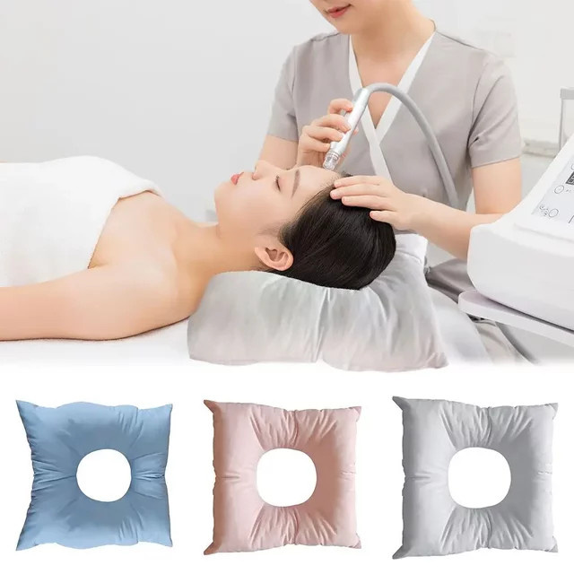 Waschbares U-Form Massagekissen für Gesicht und Nacken, quadratisches Spa-Bettkissen aus weichem Polyester in Weiß oder Mehrfarbig - Bild 1