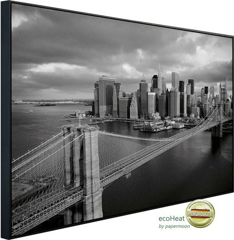 papermoon Infrarotheizung EcoHeat Brooklyn Bridge schwarz weiss mit Matt-Effekt und App-Steuerung - Bild 1