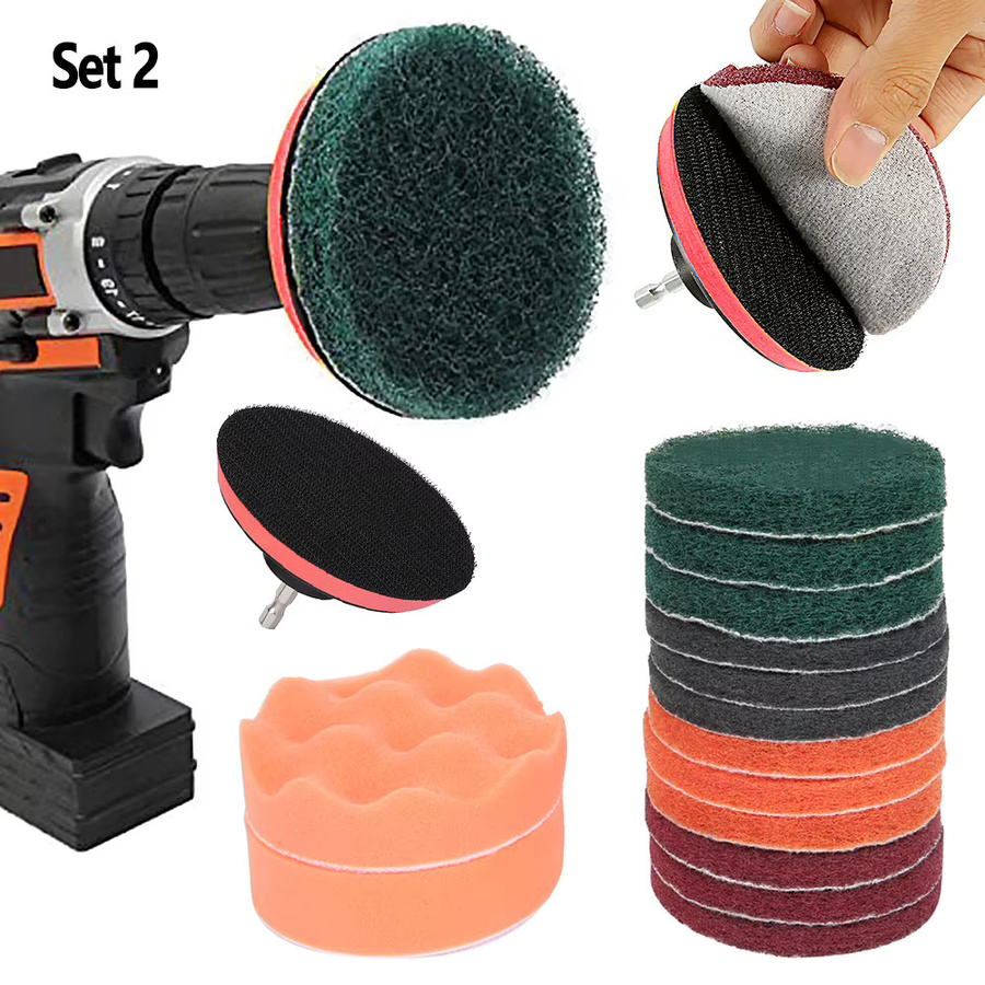 Hands DIY Power Scrub Reinigungsset mit weichen Scheuerschwämmen und Bohrkissen in Multicolor für Wannen, Glas, Stein und Fliesen - Bild 6