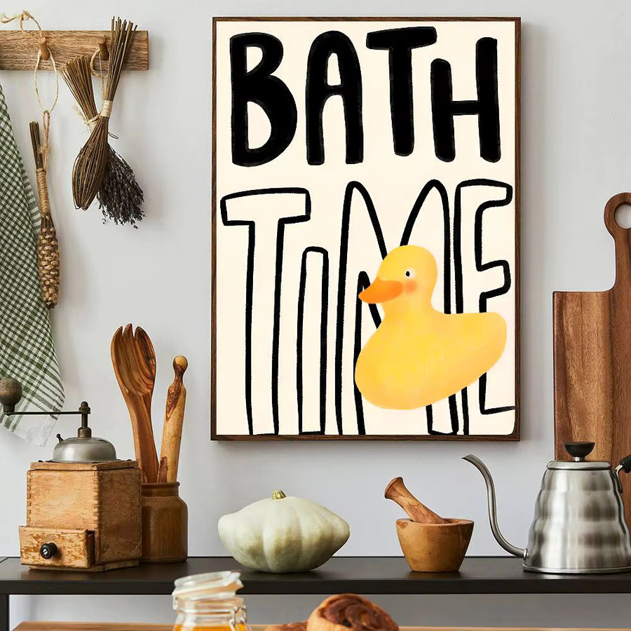Selbstklebendes Wandposter mit lustiger Badezimmer-Gummi-Ente und Zitat, Mehrfarbig, B: 15 cm, H: 15 cm - Bild 3