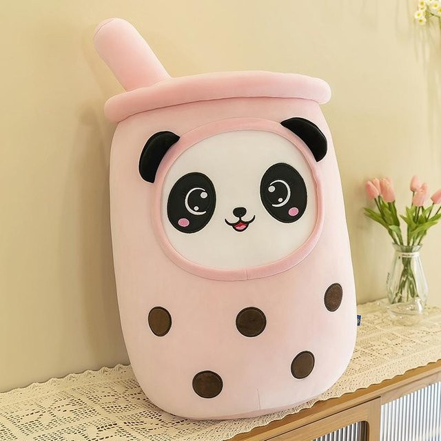 Kawaii Boba Frucht Bubble Tea Cartoon Panda Plüschtier, 24cm - Bild 1