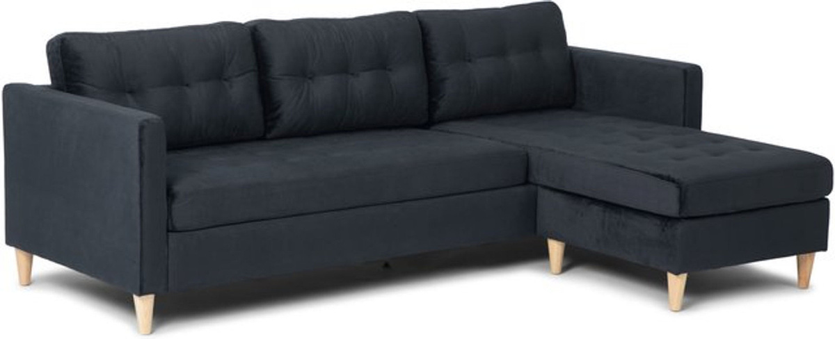 Ebuy24 Marino Sofa Ba4 Chaiselongue in Schwarz aus wendbarem Velours-Samt im modernen Design - Bild 1
