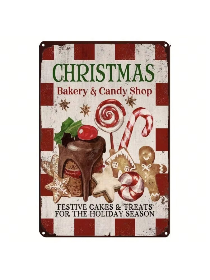 CIFBUY Metall-Blechschild Weihnachtsbäckerei Retro-Wandkunst für die Küche in Mehrfarben - Bild 2